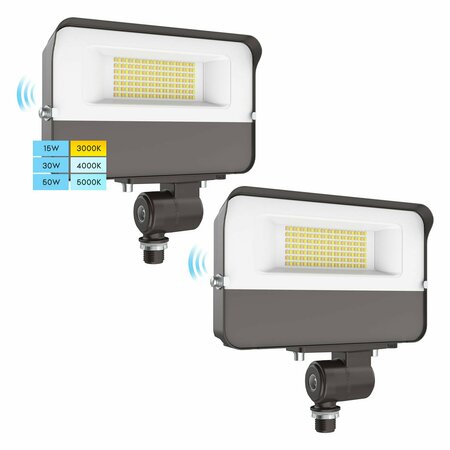 LUXRITE Outdoor LED Flood Lights Dusk to Dawn 15/30/50W Up to 6500LM 3CCT 3000K-5000K IP65 DLC UL, 2PK LR40350-2PK